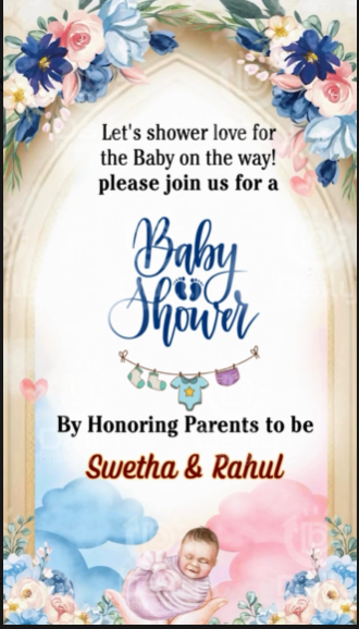 Seemantham Baby Shower Invitation Video | Cute Baby Floral Theme | DBI- 13 Alternate