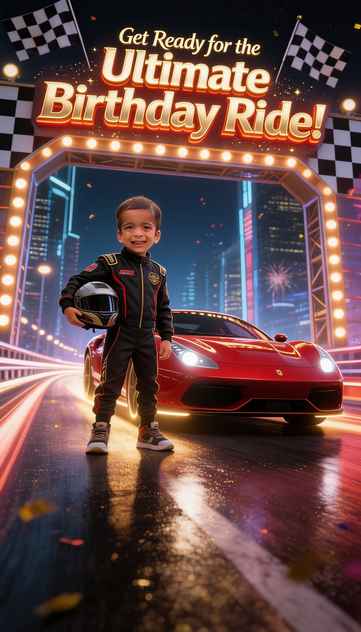 Car Theme AI Birthday Invitation Video with Customised Face | DBI-22