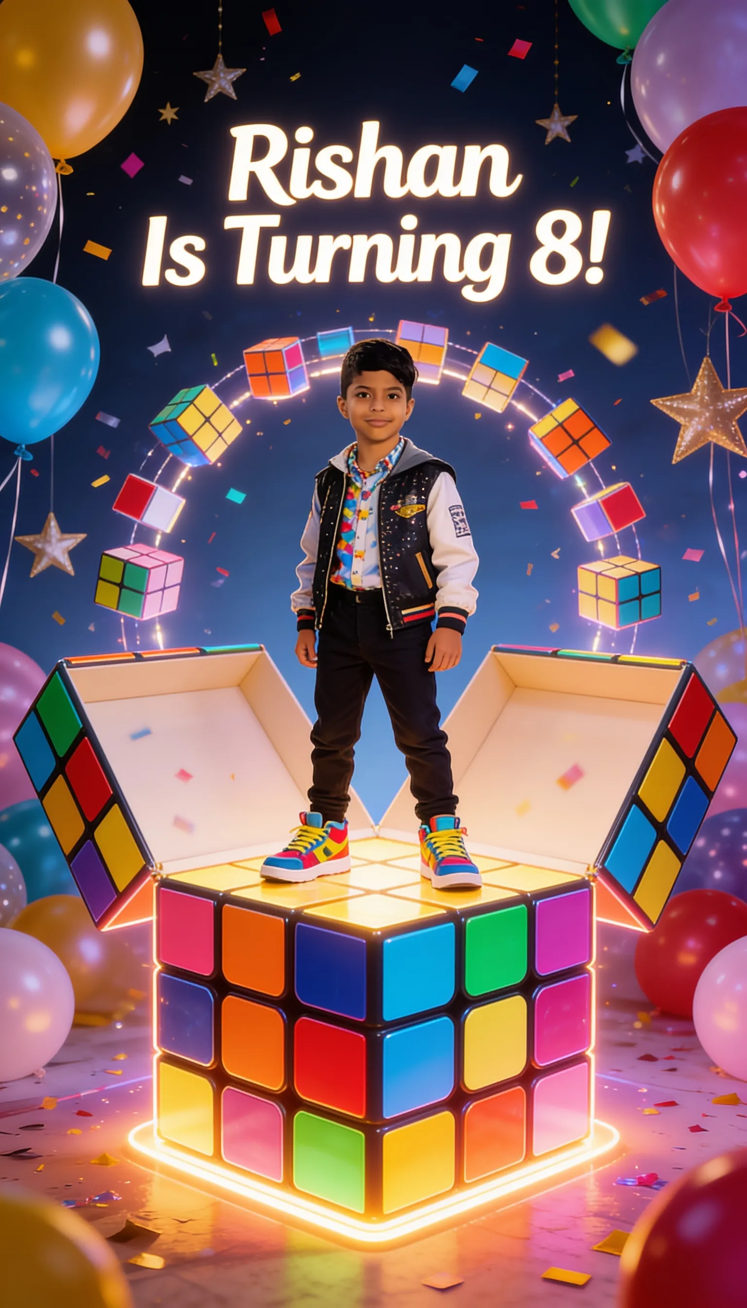 Rubik’s Cube Birthday Invitation Video | Customised Face | DBI-23  Alternate