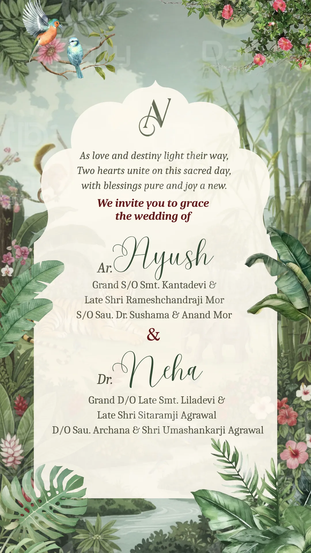 Personalised Wedding Invitation PDF with Byah Haath, Haldat, Mehendi, Mayra and Wedding Ceremonies Alternate